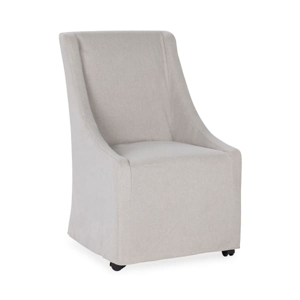 Warwick - Upholstered Rolling Dining Chair - Sandy Tan