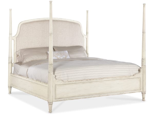 Americana - California King Upholstered Poster Bed - White