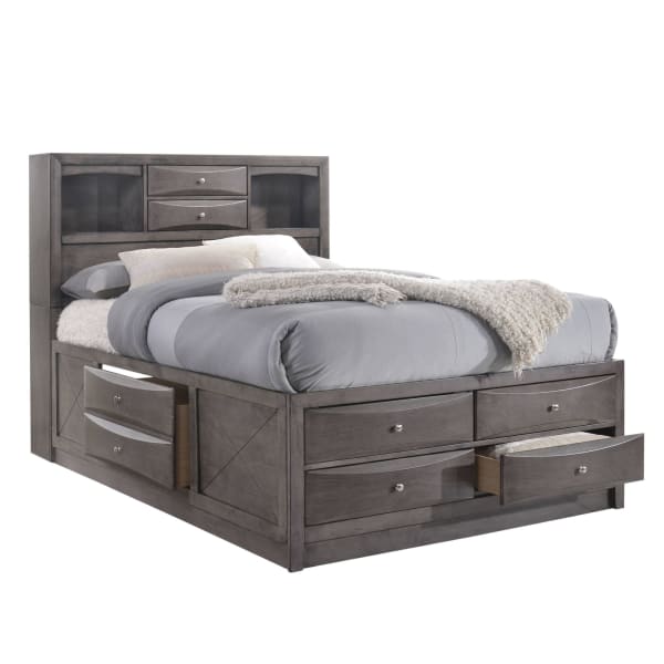 Emily - Full Storage Bed - Weathered Grey