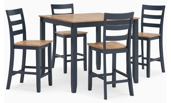 Gesthaven - Natural / Blue - Dining Room Counter Table Set (Set of 5)