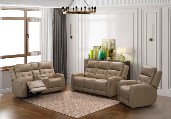 Riveria - Sofa With Power Recline And Power Headrest And Power Lumbar - Beige