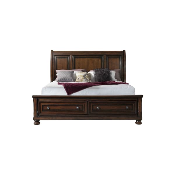 Kingston - Queen Bed With Storage Footboard And Non-Storage Rails - Walnut