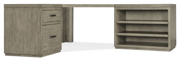 Linville Falls - Corner Desk With File And Open Desk Cabinet - Gray