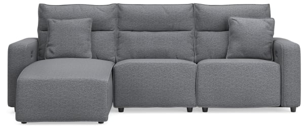Modmax II - 3-Piece Power Reclining Sofa With LAF Press Back Power Chaise - Salt And Pepper