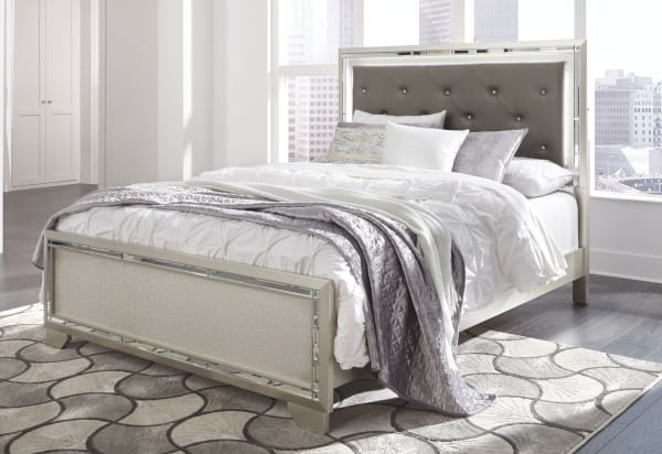 Lonnix - Silver Finish - Queen Panel Bed