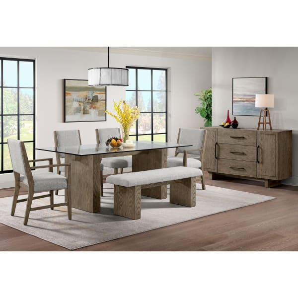Conner - Dining Bench - Oak / Light Gray