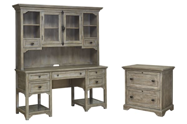 Tinley Park - Desk And Hutch With Lateral File - Dove Tail Gray