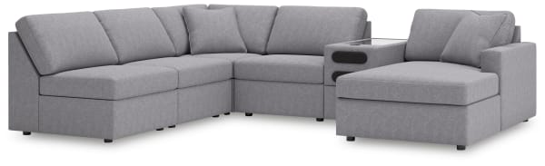 Modmax - 6-Piece Sectional With Raf Corner Chaise And Audio System Console - Granite