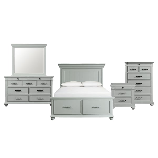 Slater - Queen Platform Storage 5 Piece Bedroom Set - Gray