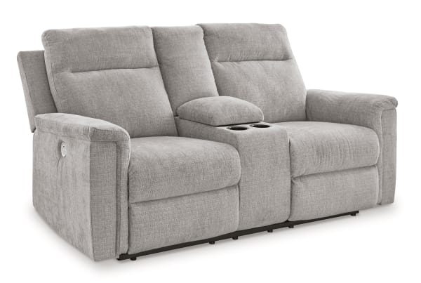 Barnsana - Ash - Dbl Power Reclining Loveseat with Console