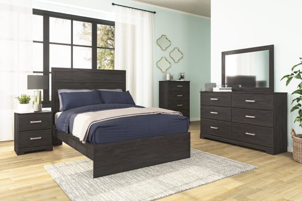 Belachime - Black - 5 Pc. - Dresser, Mirror, Chest, Full Panel Bed