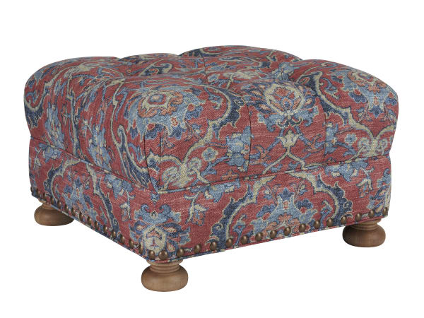 Barclay Butera Upholstery - Winslow Ottoman - Red / Blue