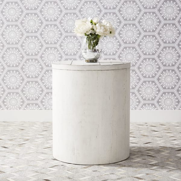 Modern Farmhouse - Drum End Table - White