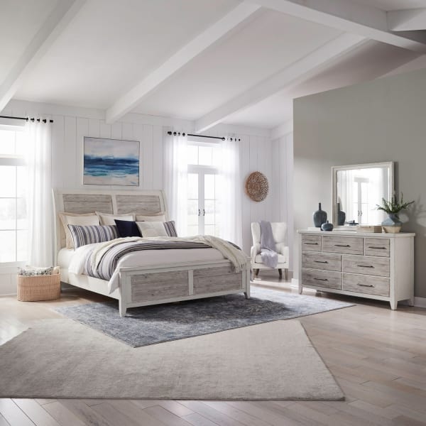 Backroads - 3 Piece Bedroom Set (King Sleigh Bed, Dresser & Mirror) - White