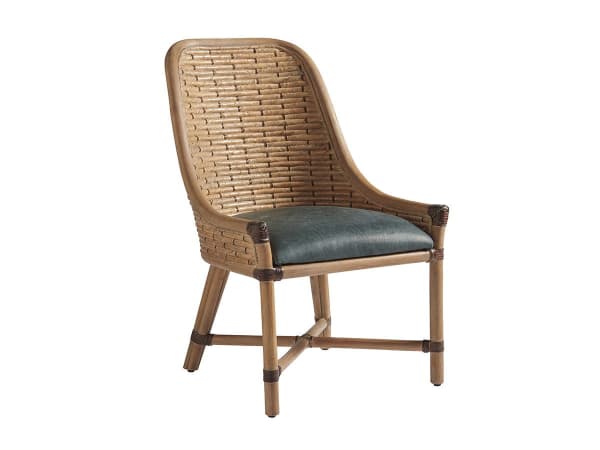 Los Altos - Keeling Woven Side Chair With Green Seat- Light Brown