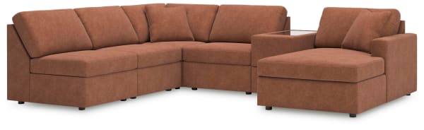 Modmax - 6-Piece Sectional With Raf Corner Chaise And Storage Console - Spice
