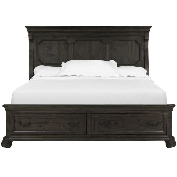 Bellamy - Complete Queen Panel Storage Bed - Peppercorn
