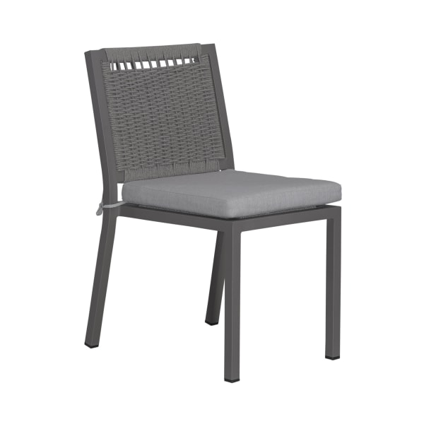 Plantation Key - Outdoor Panel Back Side Chair - Granite