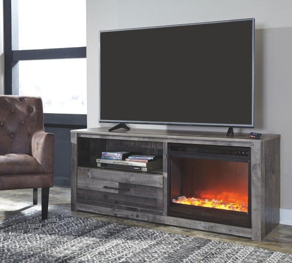 Derekson - Multi - 2 Pc. - 59"  TV Stand with Fireplace Insert Glass/Stone