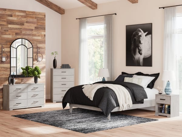 Shawburn - Whitewash - 2 Pc. - Dresser, Platform Queen Bed