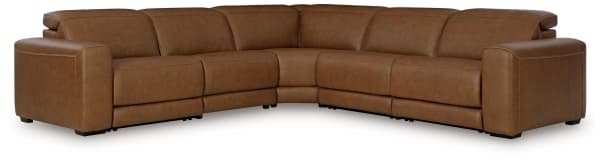 Magic Man - Caramel - 5-Piece Power Reclining Sectional