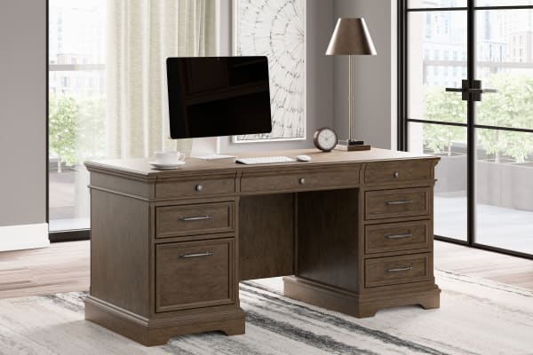 Janismore - Weathered Gray - Home Office Executive Desk