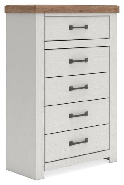 Savonport - Five Drawer Chest - White / Brown
