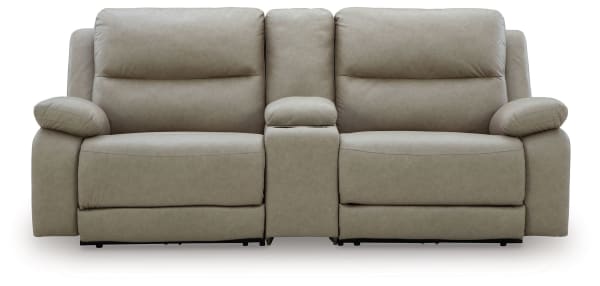 Narwhal Place - Pebble - 3-Piece Power Reclining Sectional With Storage Console
