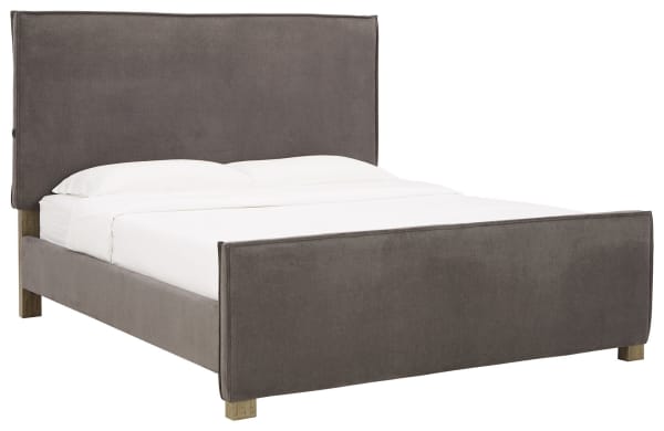 Krystanza - Weathered Gray - California King Upholstered Panel Bed