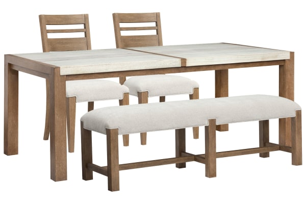Plum Creek - Rectangular Dining Table With 2 Side Chairs And Bench - Sierra Brown
