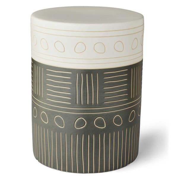 Hieroglyphics - Garden Stool - Gray / White