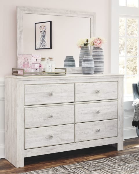 Paxberry - Whitewash - Dresser, Mirror