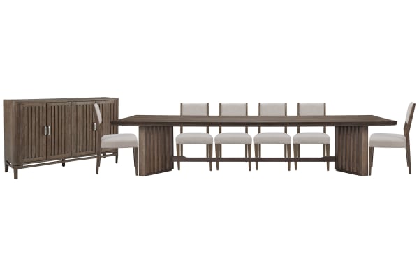 Kavanaugh - Trestle Dining Table With 6 Side Chairs And Sideboard - Weathered Kona Brown / Gray
