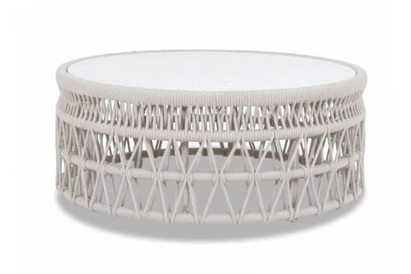 Dana - Coffee Table With Honed Carrara Marble Top - Natural