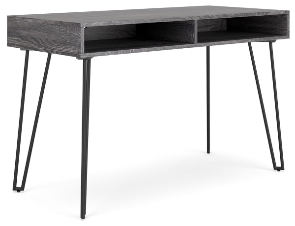 Strumford - Charcoal/black - Home Office Desk With 2 Open Storages