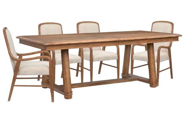 Woodward - Trestle Extendable Dining Table With 4 Arm Chairs - Dark Clove / White