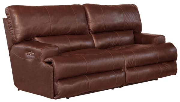 Wembley - Italian Leather Match Power Layflat Reclining Sofa With Power Adjustable Headrest - Walnut
