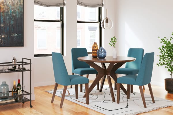 Lyncott - Blue / Brown- 5 Pc. - Dining Room Table, 4 Side Chairs