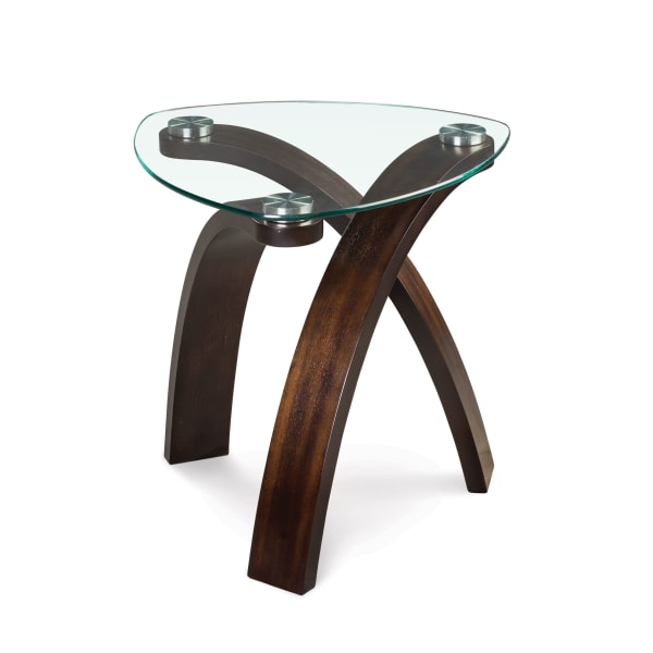 Allure - Oval End Table With Glass Top - Hazlenut
