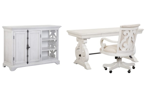 Bronwyn - Writing Desk With Chair And Printer Stand - Alabaster