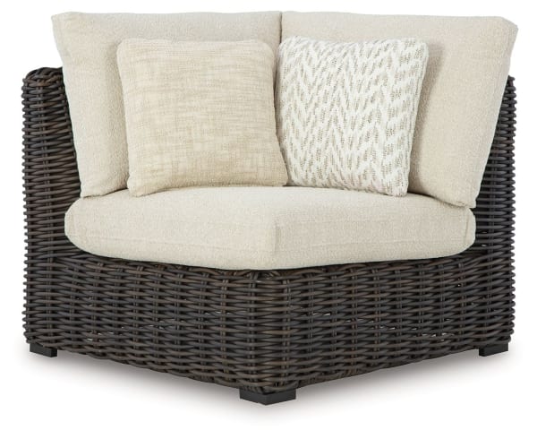 Kimora - Beige / Dark Brown - Corner With Cushion