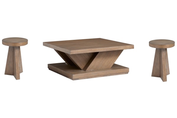 Lansbury - Square Cocktail Table With 2 Accent End Tables - Antique Wheat