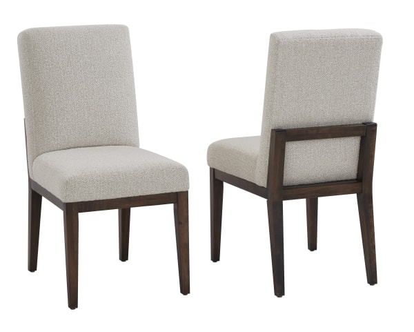 Crafted Cherry - Upholstered Side Chair Oatmeal Fabric - Dark Cherry