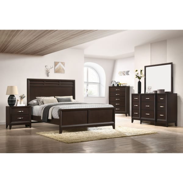 Beaumont - King Panel 5 Piece Bedroom Set - Merlot