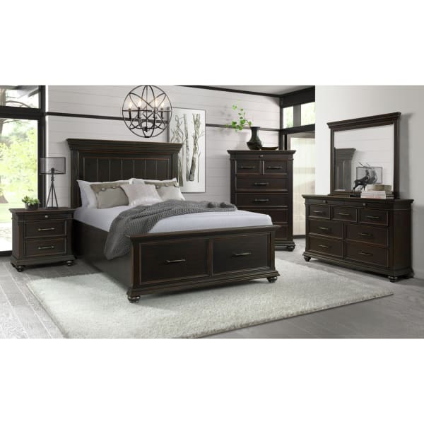 Slater - Queen Platform Storage 6 Piece Bedroom Set - Black
