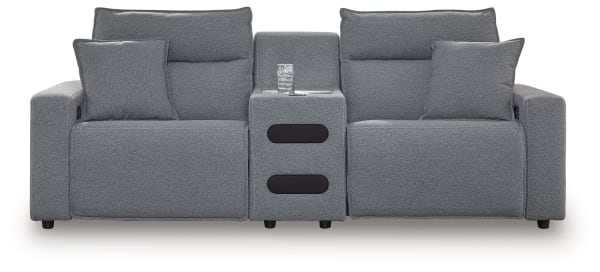 Modmax II - 3-Piece Power Reclining Sectional With Audio Console - Salt And Pepper