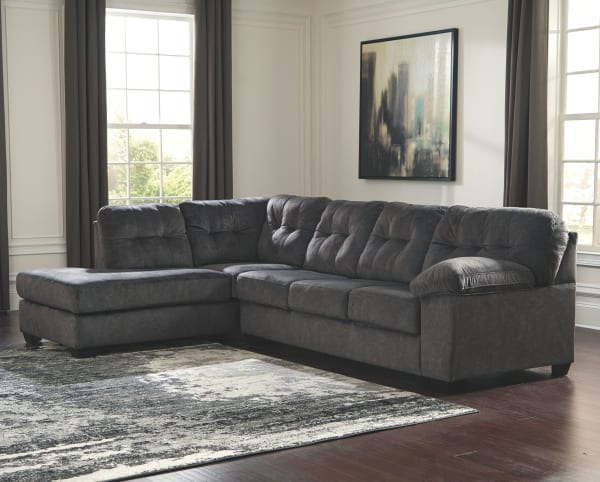 Accrington - Granite - Left Arm Facing Chaise Sleeper 2 Pc Sectional
