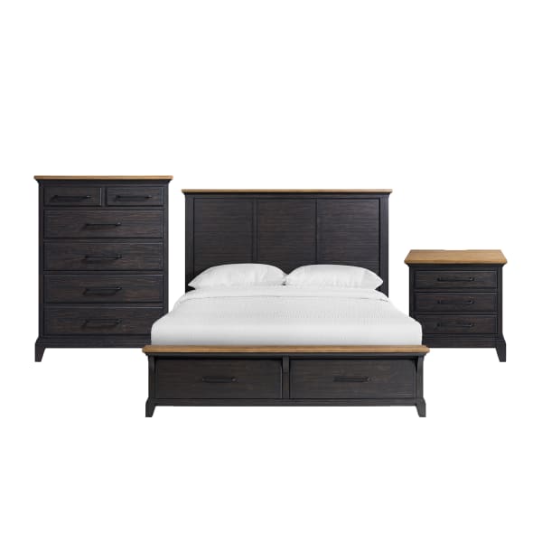 Montrose - King Storage 3 Piece Bedroom Set - Espresso & Brown