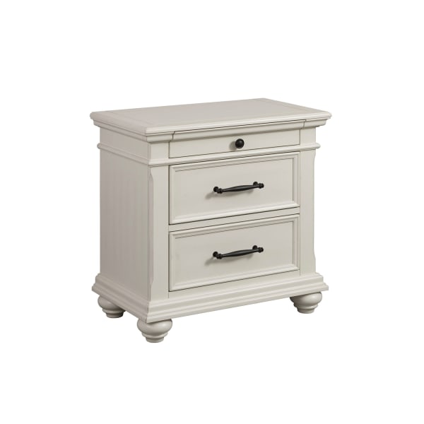 Slater - 3-Drawer Nightstand With USB Ports - White