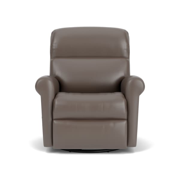 Davis - Leather Swivel Gliding Recliner - Dark Gray